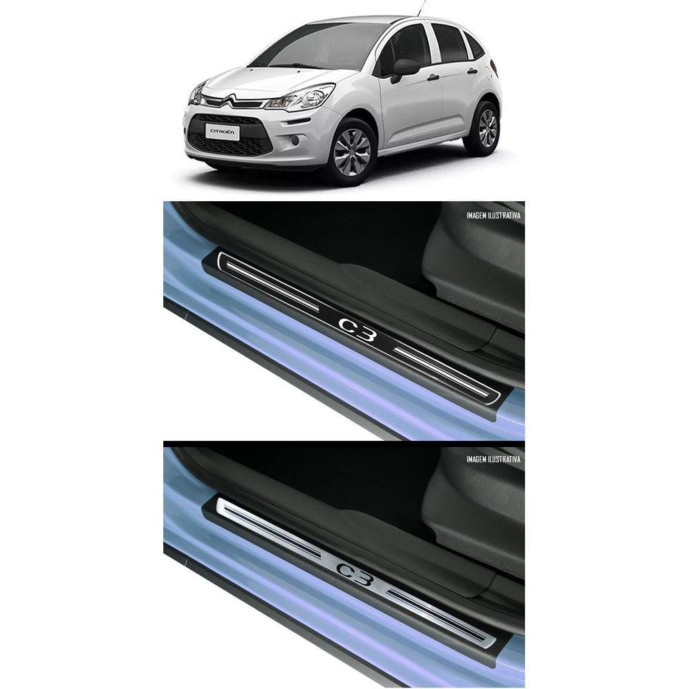 Jg Soleira Premium Elegance C3 2013 4p Aço Escovado Preto Elegance