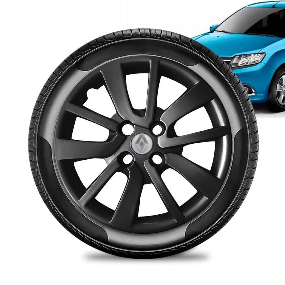 Calota Renault Sandero aro 14 2014 a 20 Preta Brilhant Prata