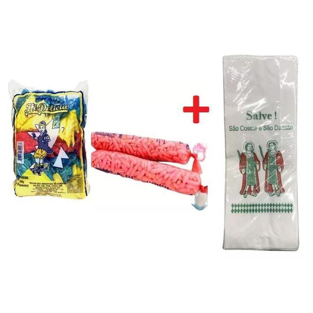 Pacote 300 Saquinhos Flocos Arrozinho+Saco Cosme E Damião