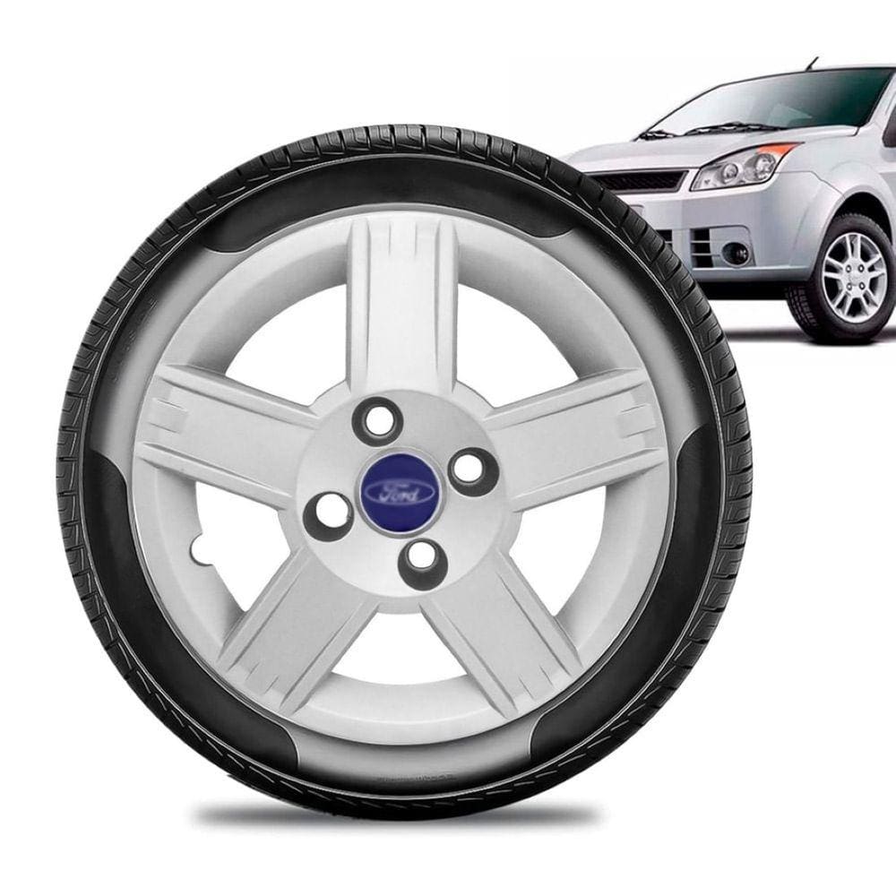 Calota Ford Fiesta aro 14 2008 2009 2010 prata Emb azul
