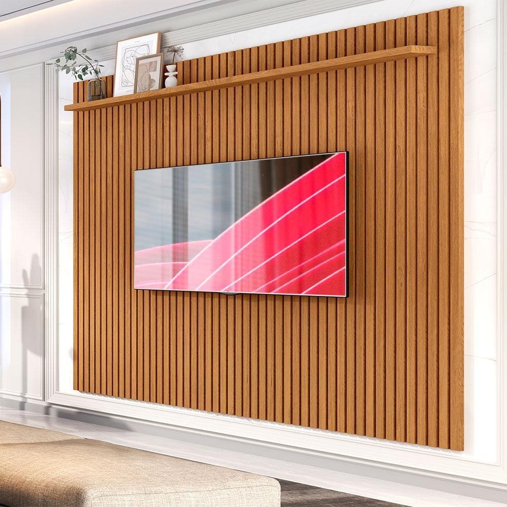 Painel Ripado Para TV Até 75 Polegadas 1.8 Nature Vênus Giga Móveis