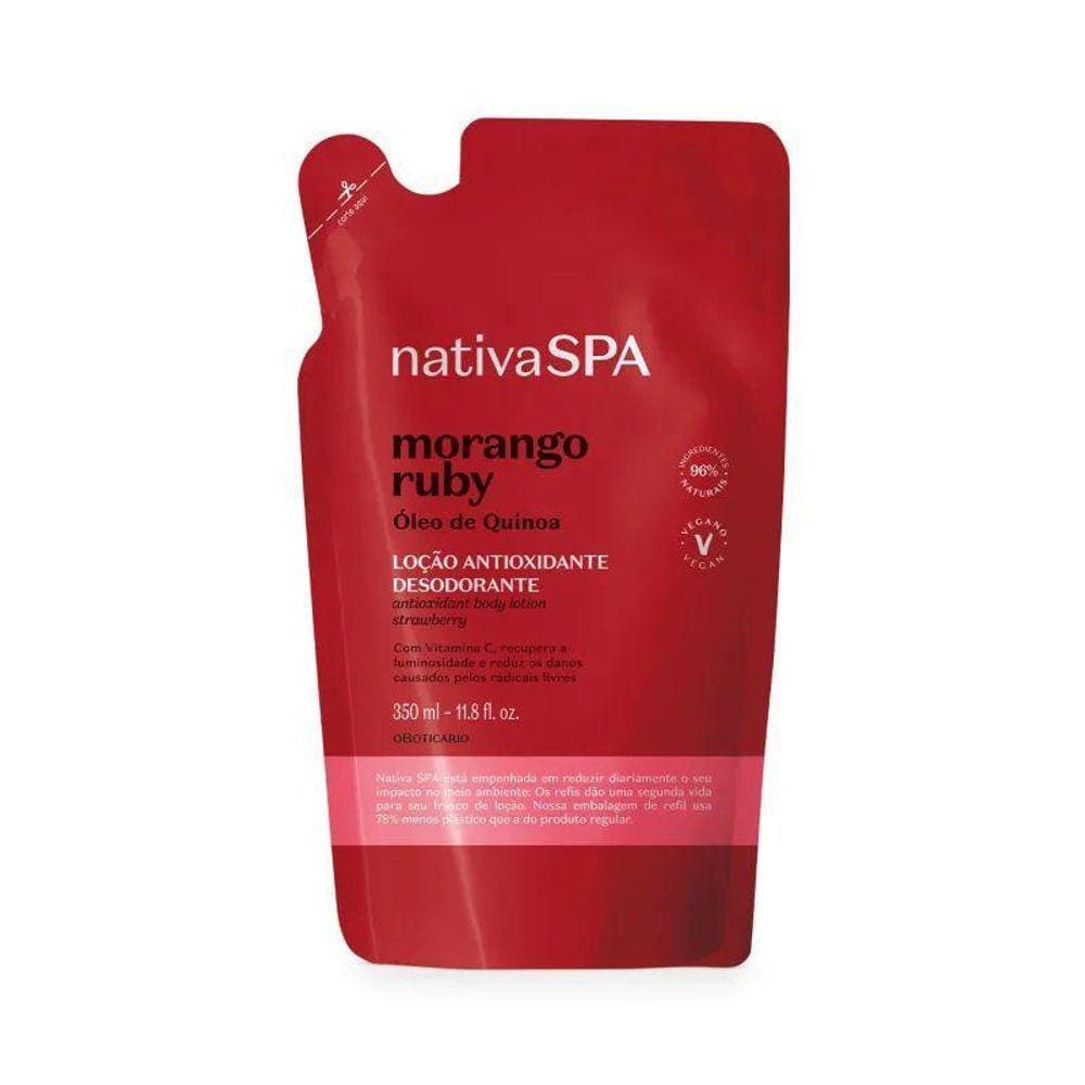 Refil Loção Antioxidante Corporal Spa Morango Ruby 350Ml