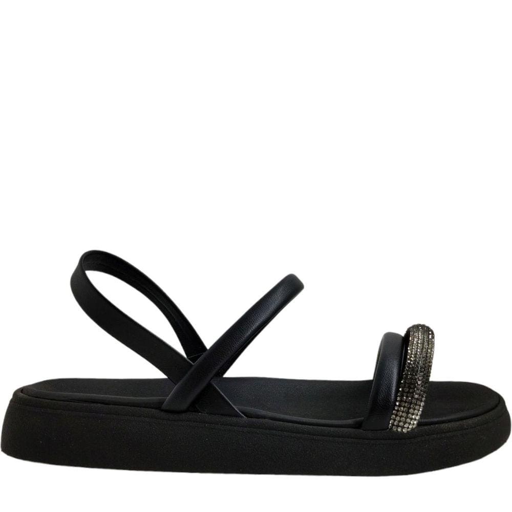 Sandália Papete Feminina Casual FlatForm Tira com Strass Moleca 5469.124