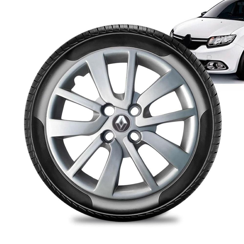 Calota Renault Logan aro 14 2014 15 16 20 prata Emb Preto