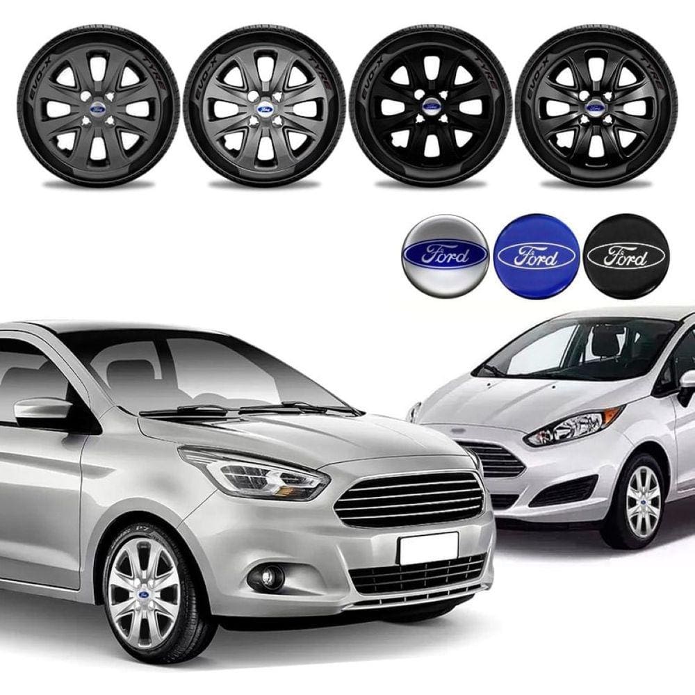 Jogo calota Ford Ka Ka+ Fiesta Sedan Hatch Aro 14