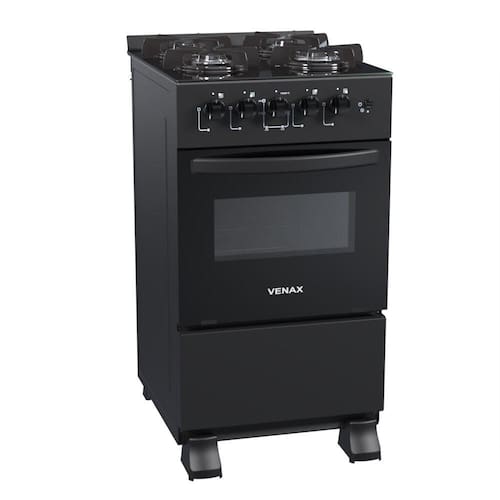 imagem-Fogão Venax Picasso Line 4 Bocas Mesa de Vidro Preto Bivolt