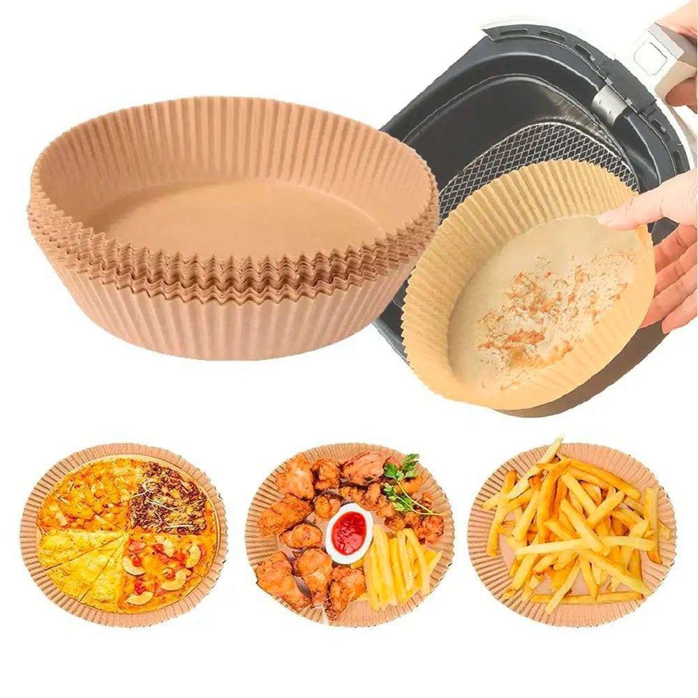kit com 50 Formas Descartáveis Para Fritadeira Air Fryer Em Papel Redondo Antiaderente