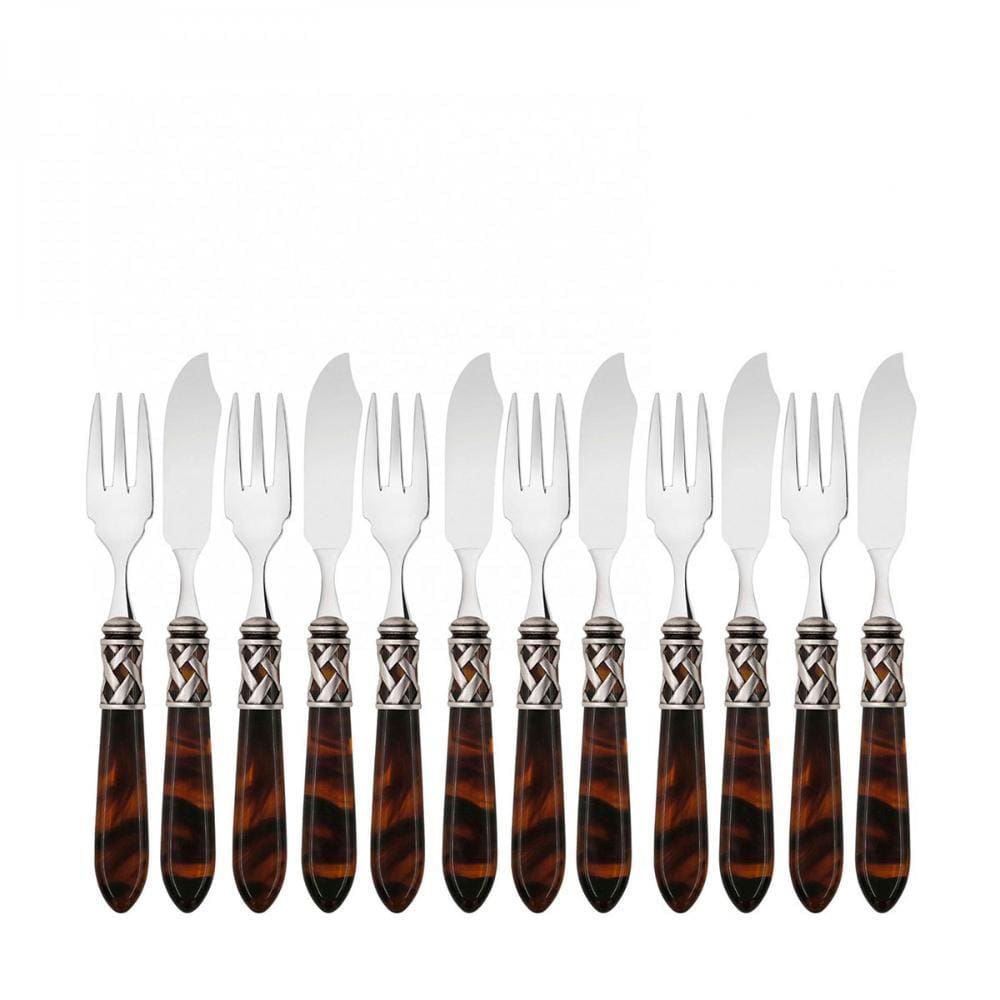 Conjunto Garfo Faca Peixe Cozinha 12 Peças Aladdin Bugatti