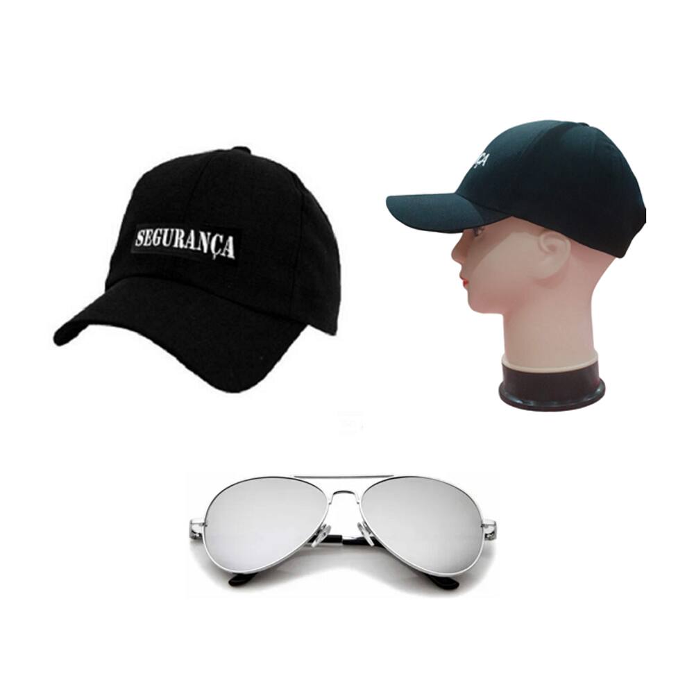 Kit Fantasia De Segurança C/ Boné Bordado e Óculos Espelhado