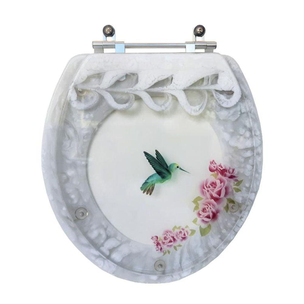 Tampa De Vaso Acrílico Decorada Beija Flor Convencional Oval