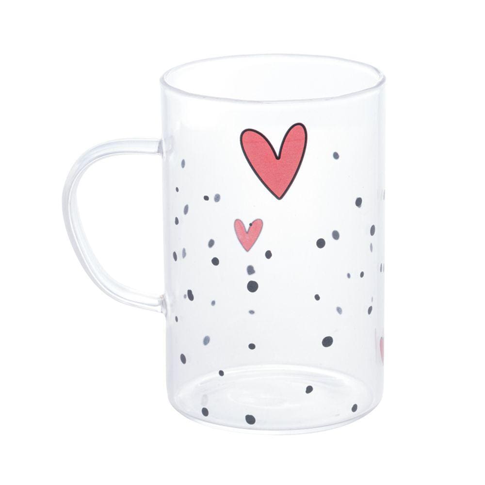 Canecas C/2 Vidro Borossilicato Resistente a Calor Heart 280ml Rojemac