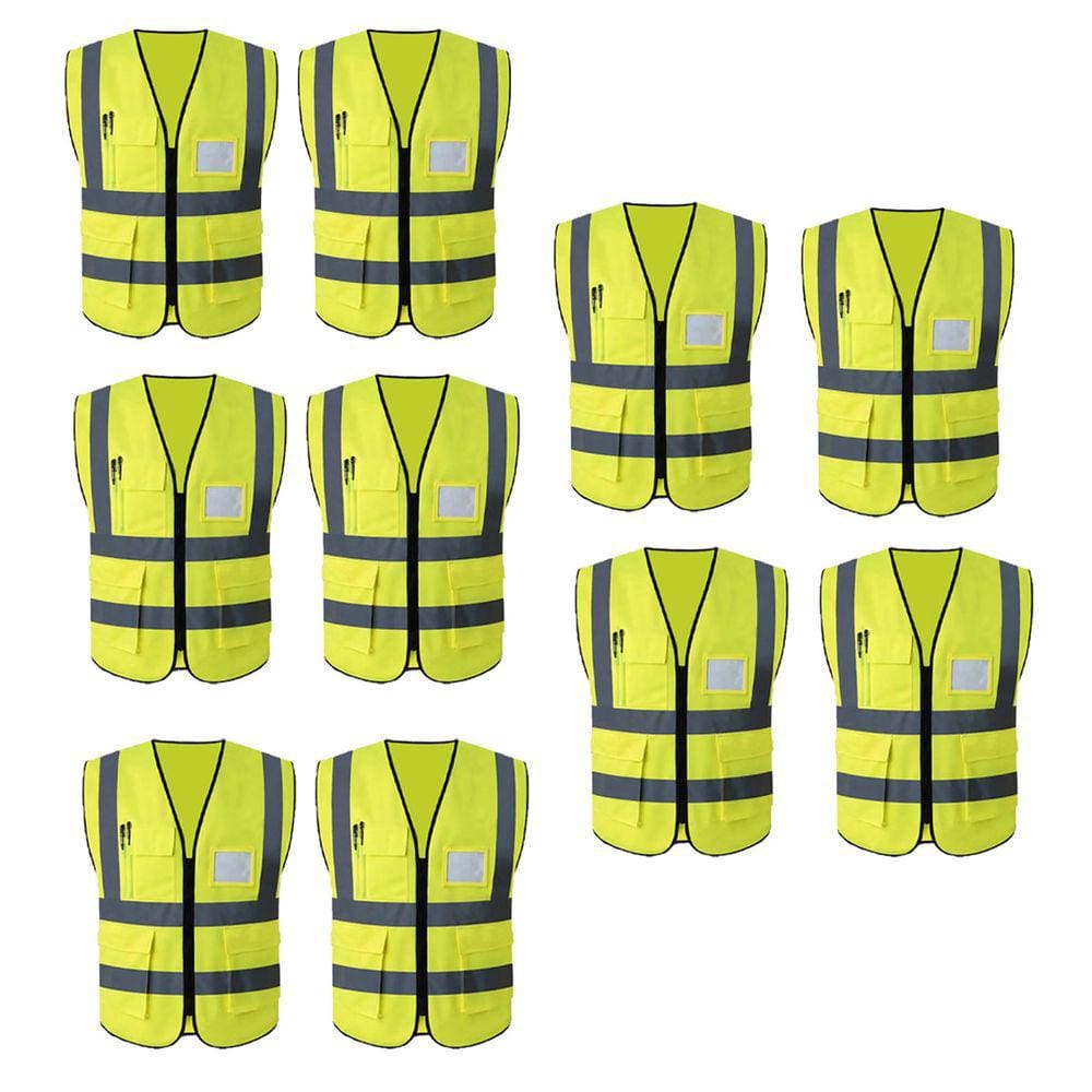 Colete Sinalizador Faixa Refletivo Kit 10 Unidades Segurança Trabalho EPI Blusao Fluorescente Obra Transito Sinalizaçao