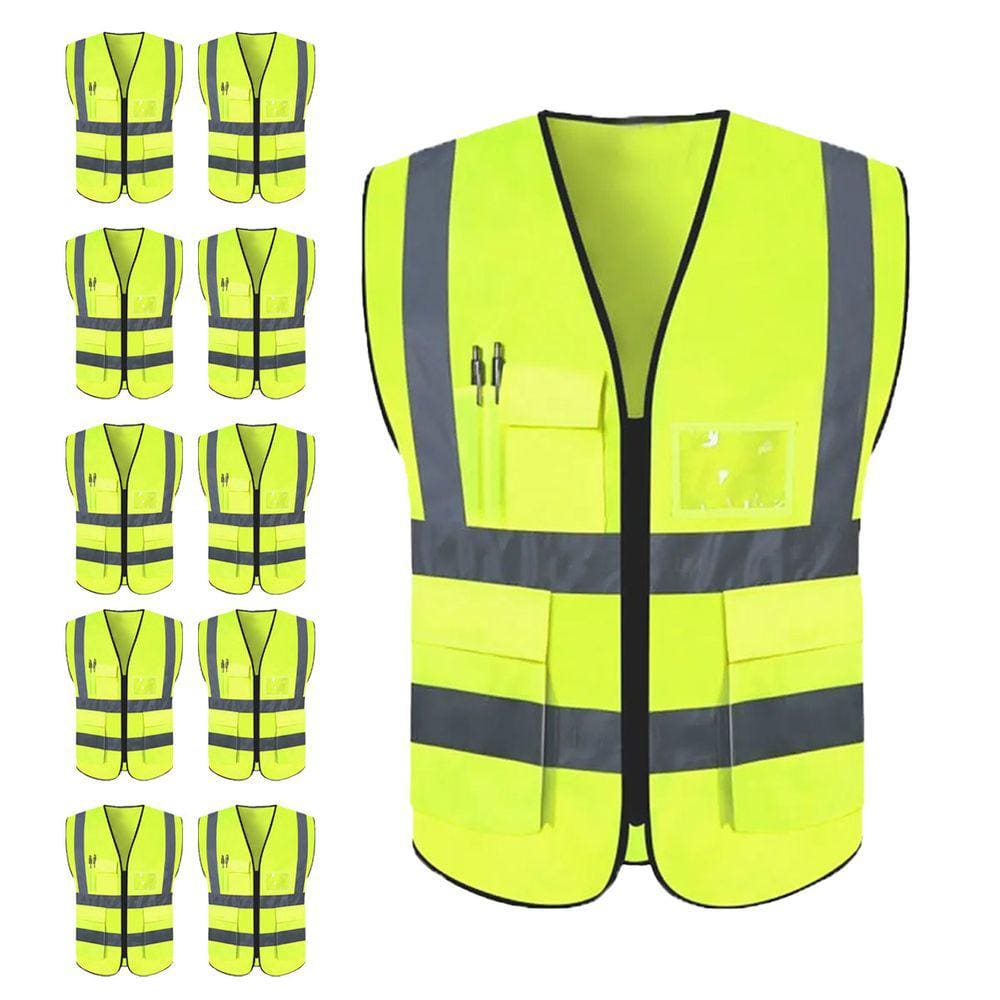 Colete Sinalizador Faixa Kit 10 Unidades Refletivo Segurança EPI Blusao Fluorescente Obra Trabalho