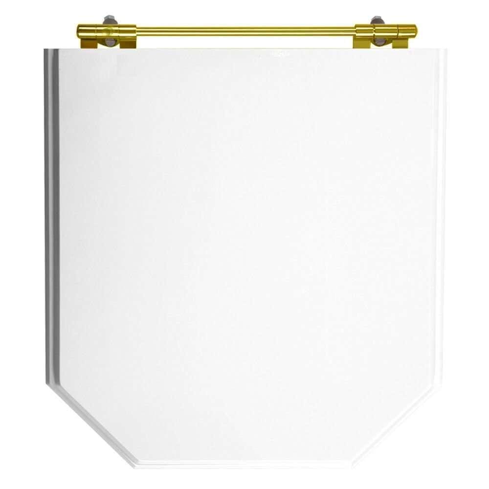 Assento Sanitário Poliester Atrium Branco com ferragem Dourada