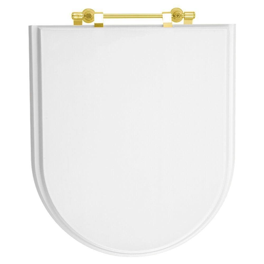 Assento Sanitário Duomo Plus Branco para vaso Deca Com Ferragem Dourada