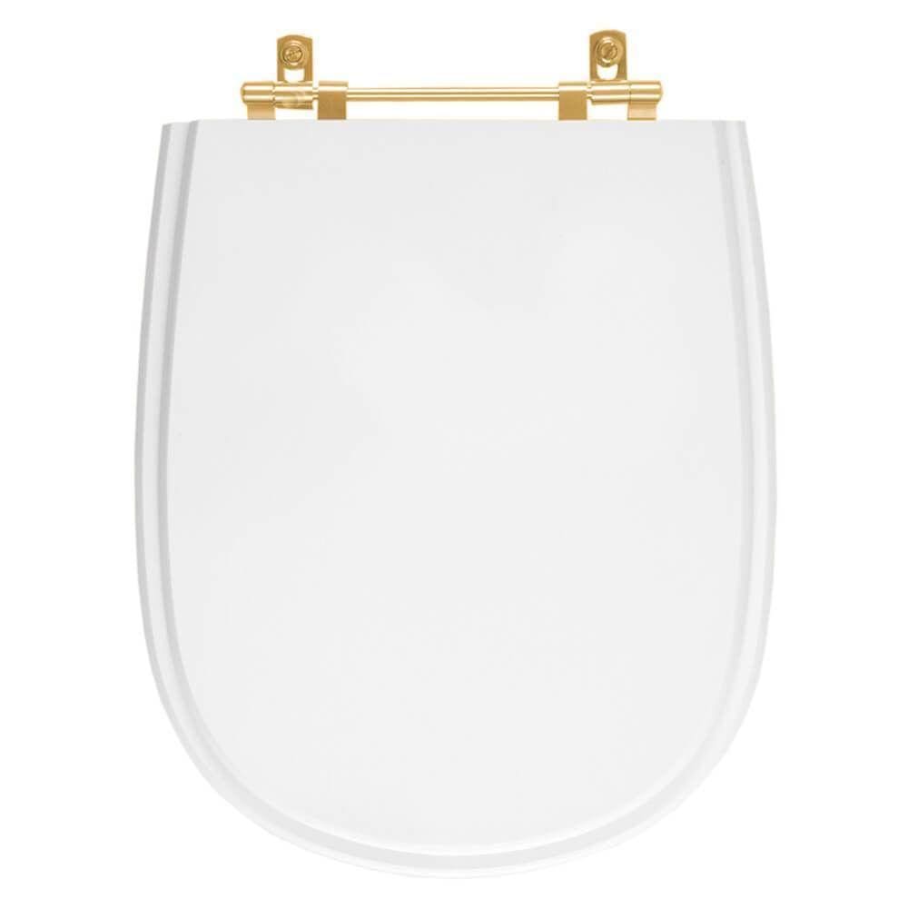 Assento Sanitário Paris Branco para vaso Ideal Standard Com Ferragem Dourada