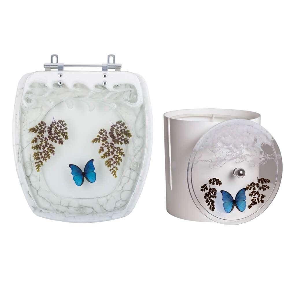 Assento Sanitário Thema E Lixeira Decorada Transparente