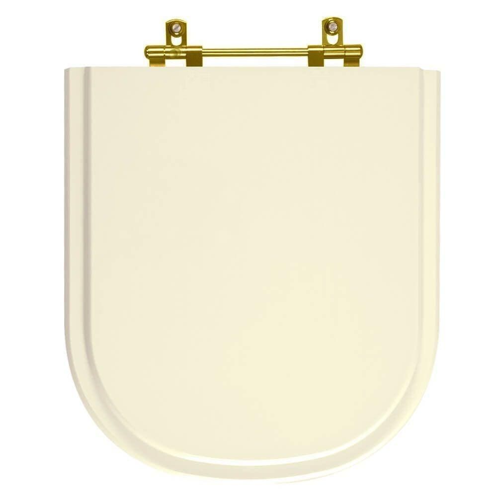 Assento Sanitário Poliéster Vogue Plus Creme Com Ferragem Dourada