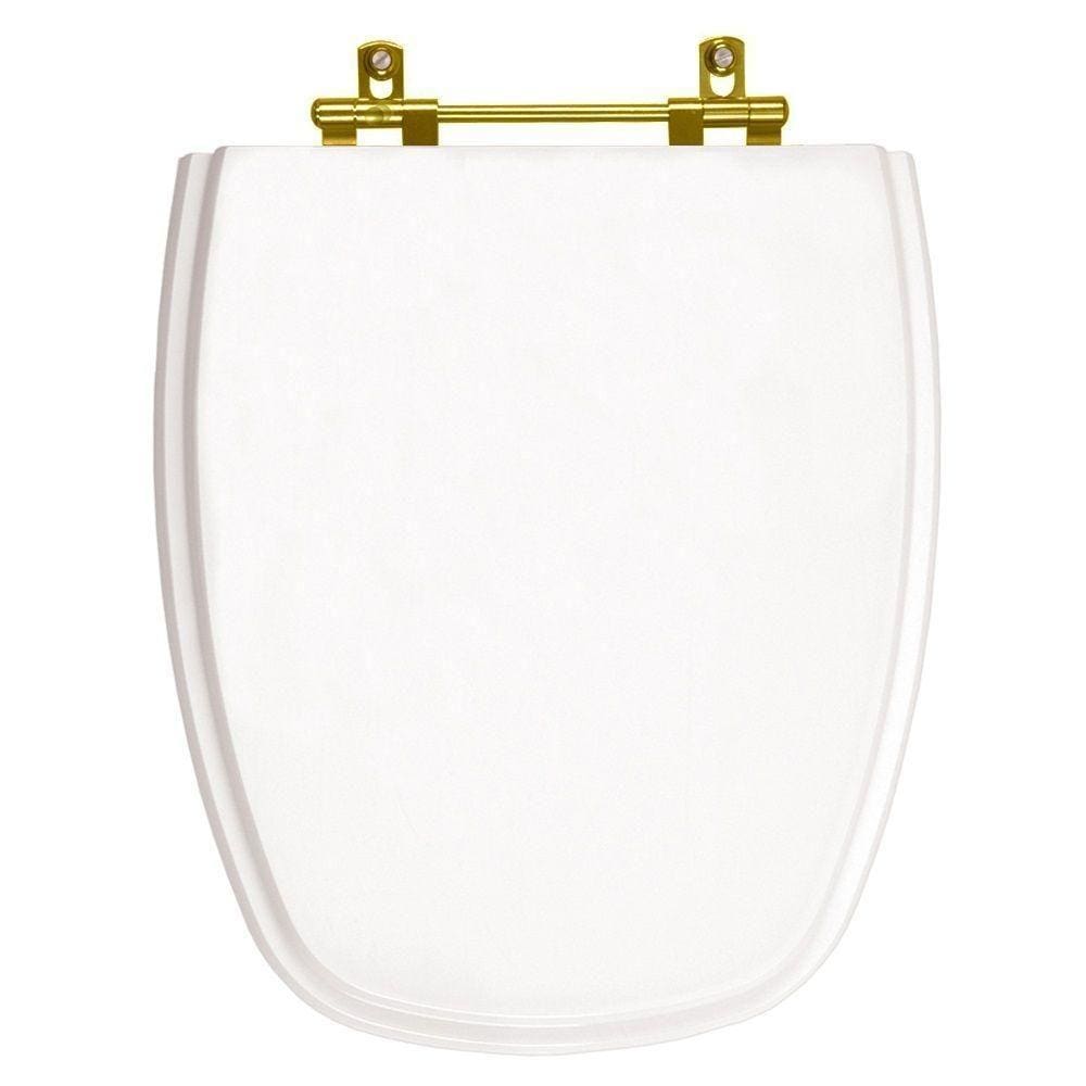 Assento Sanitário Monte Carlo Branco para vaso Deca Com Ferragem Dourada