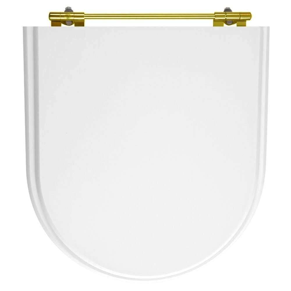 Assento Sanitário Poliéster para vaso Incepa Calypso Branco Com Ferragem Dourada