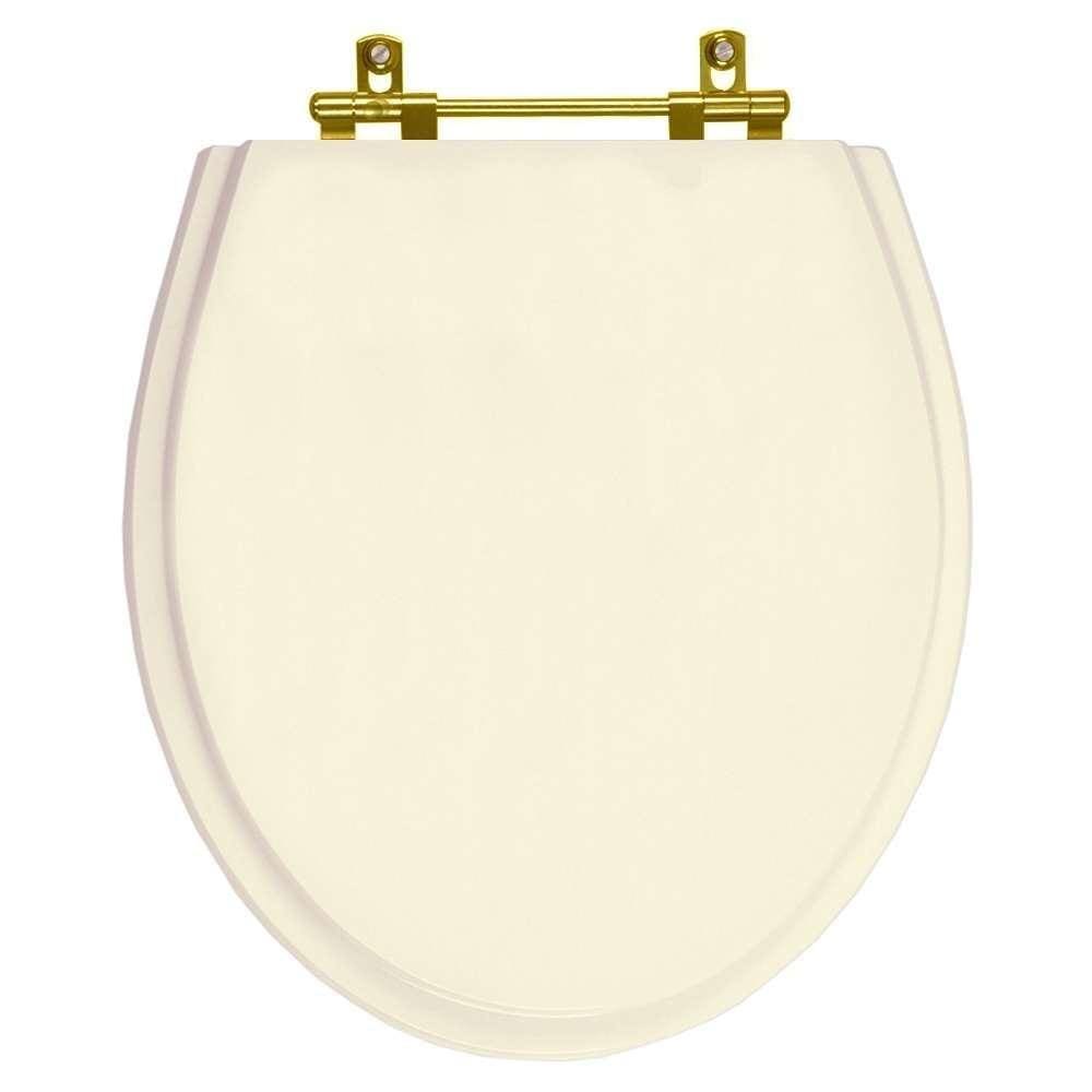 Assento Sanitário Poliéster Windsor Creme para vaso Deca Com Ferragem Dourada