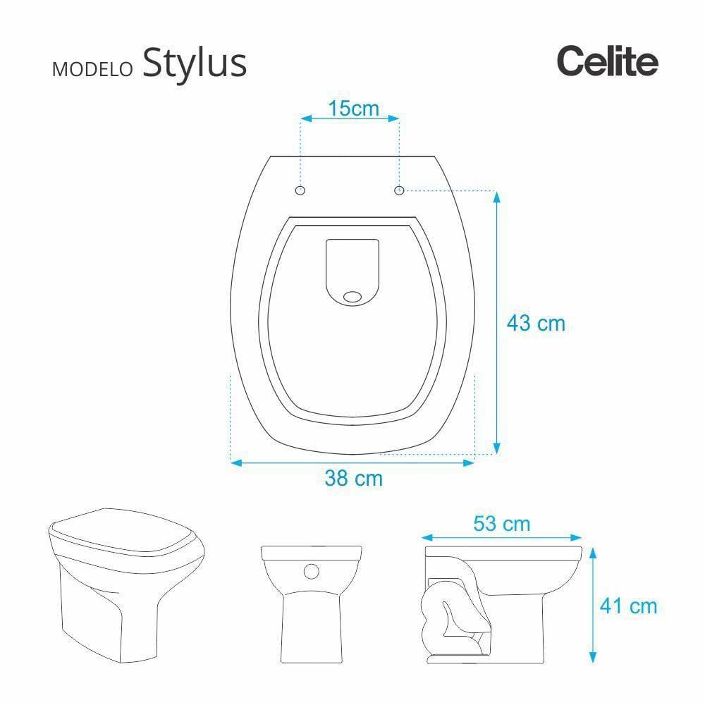 Assento Sanitário Stylus Verde Itapoã para vaso Celite