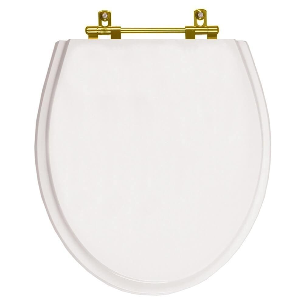 Assento Sanitário Poliester Ritz Branco Ferragem Dourada para Vaso Deca