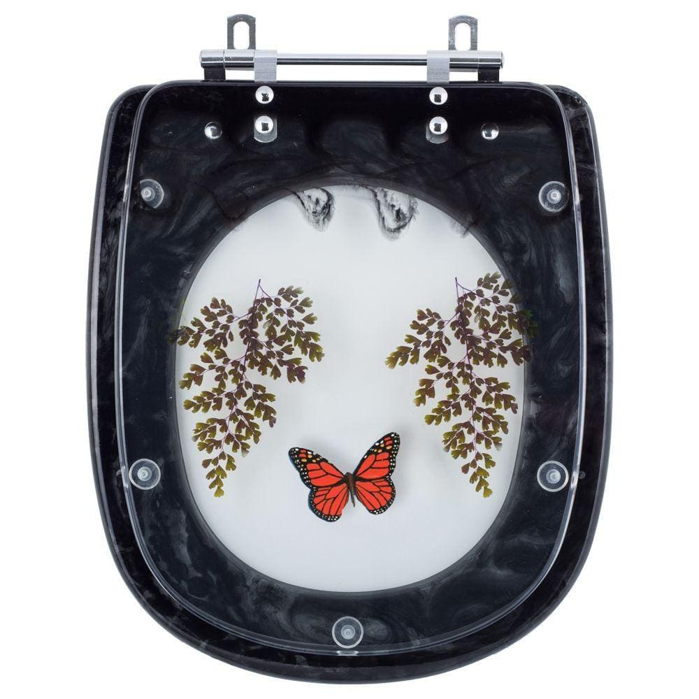 Tampa para Vaso Icasa Sabatini Preto com Borboleta Vermelha