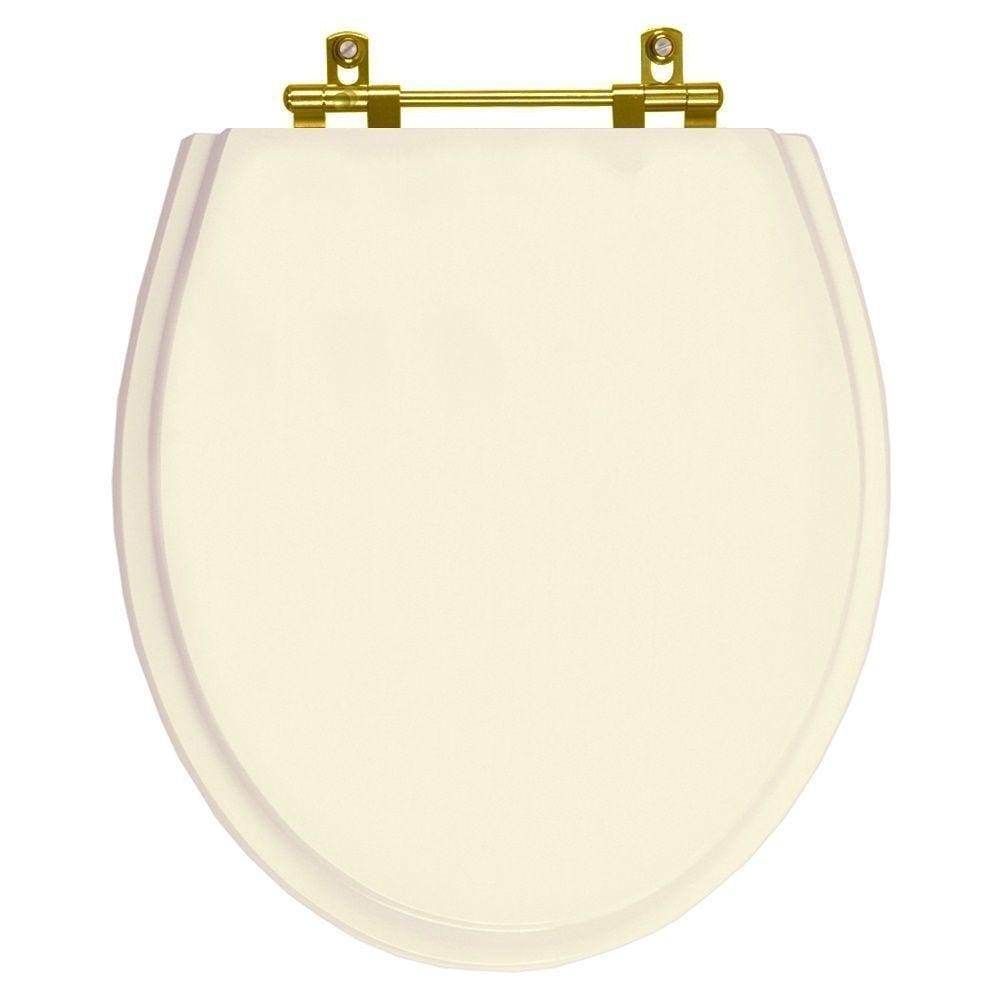Assento Sanitário Poliéster Windsor Creme para vaso Deca Com Ferragem Dourada