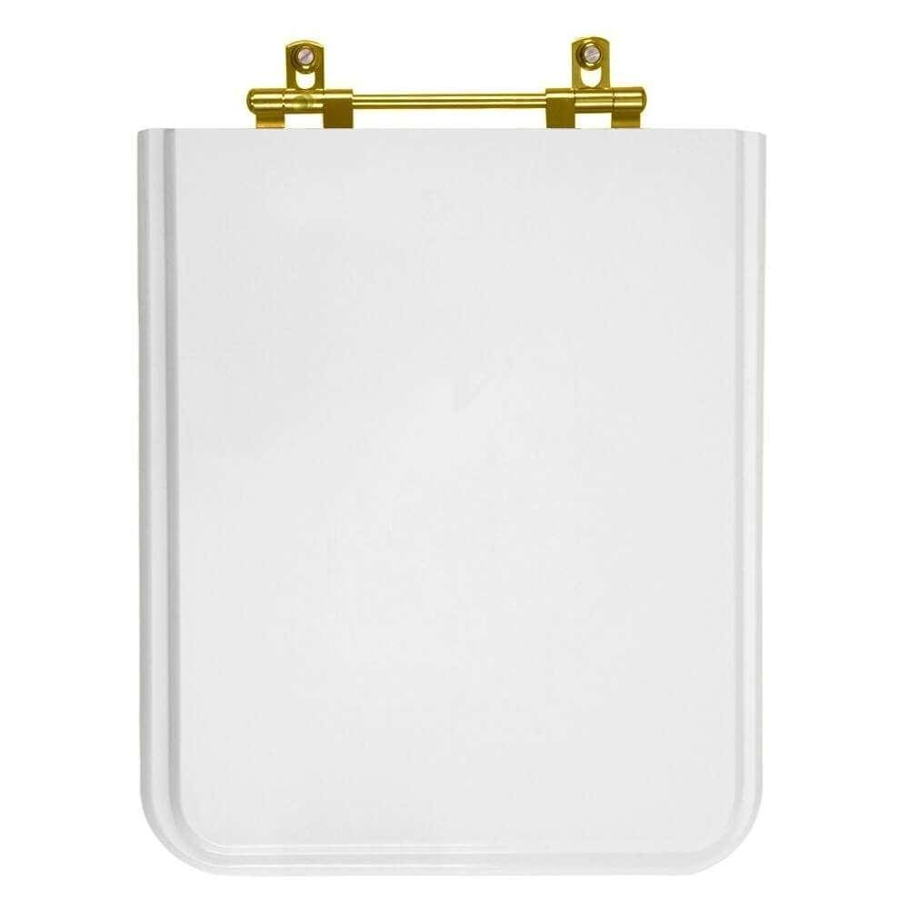 Tampa de Vaso Square Branco para bacia Incepa Com Ferragem Dourada