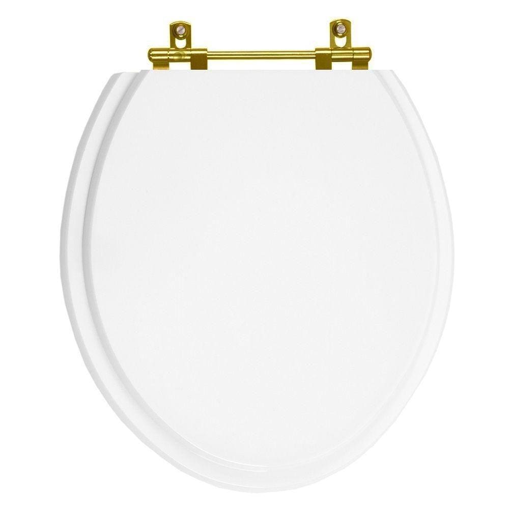 Tampa de Vaso Poliester Diamantina Branco para bacia Icasa Com Ferragem Dourada