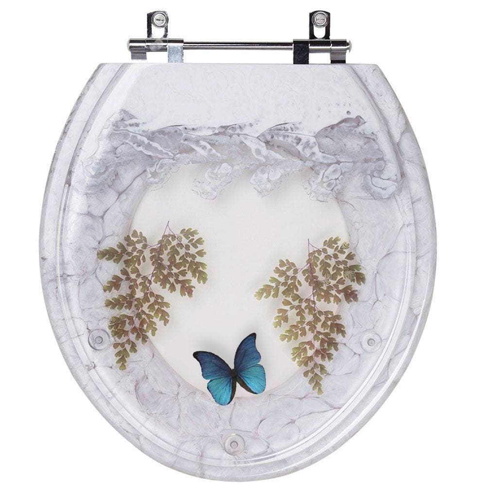 Tampa para Vaso Deca Convencional Branco com Borboleta Azul