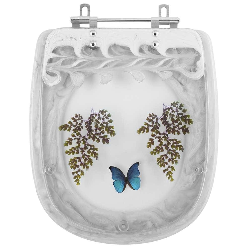 Tampa para Vaso Icasa Sabatini Branco com Borboleta Azul