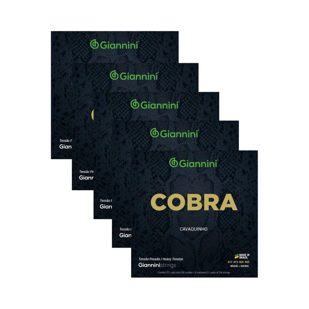 Kit 5 Encordoamento Cavaquinho Giannini Cobra GESCP Níckel Pesada 0.011