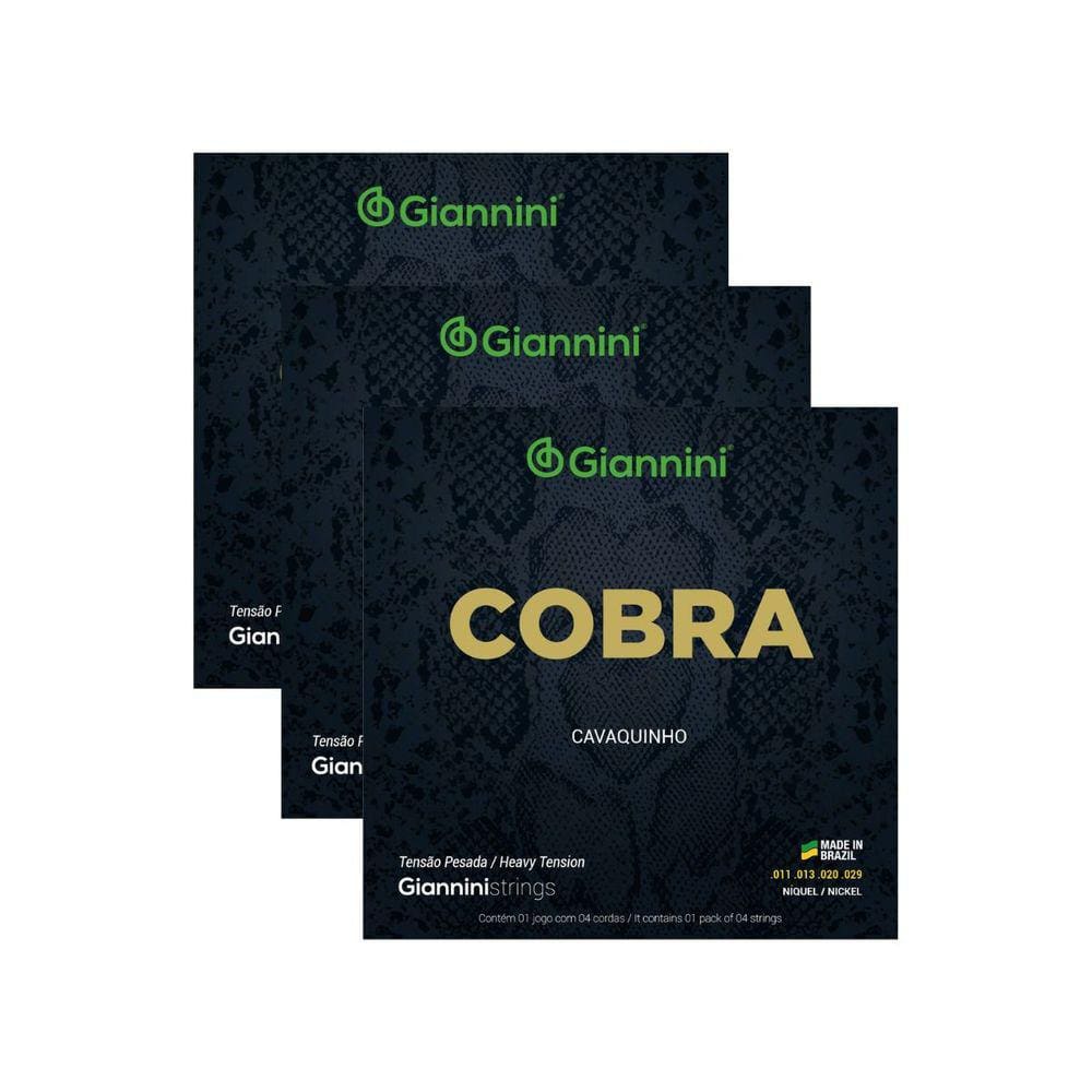 Kit 3 Encordoamento Cavaquinho Giannini Cobra GESCP Níckel Pesada 0.011