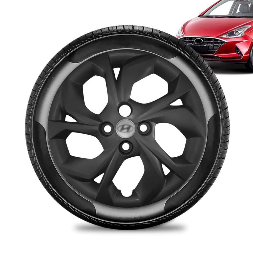 Calota Hyundai HB20 aro 15 2020 Preta Brilhante Emb Prata