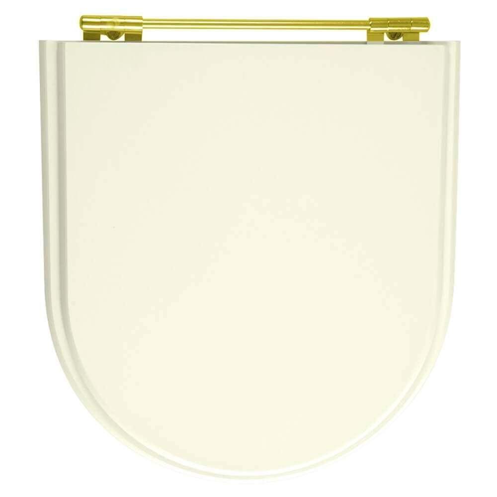 Assento Sanitario Poliester Calypso Biscuit Para Vaso Incepa Com Ferragem Dourada