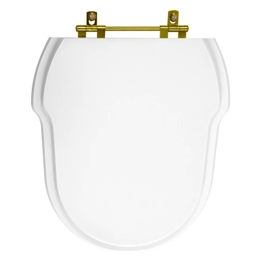 Assento Sanitário Poliéster Hampton Branco para vaso Incepa Com Ferragem Dourada