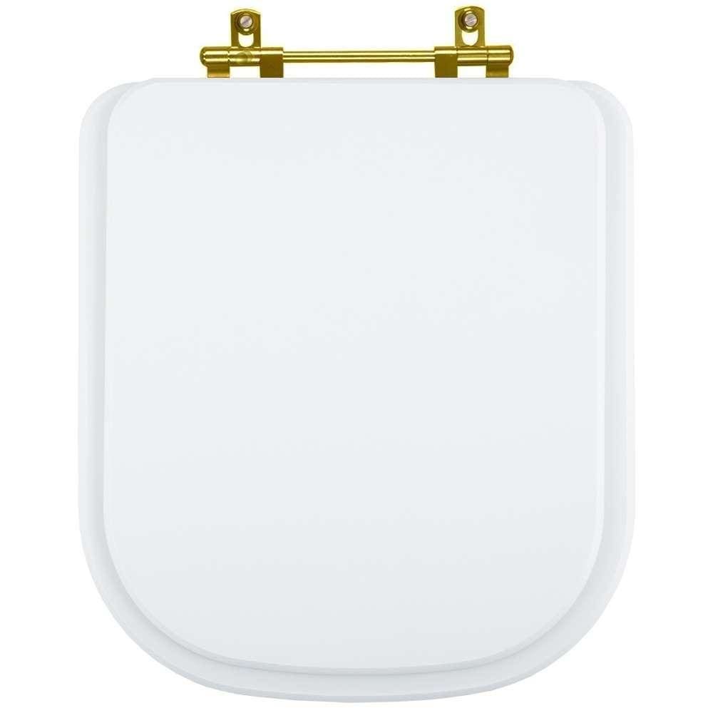 Assento Sanitário Elite Branco para vaso Celite Com Ferragem Dourada
