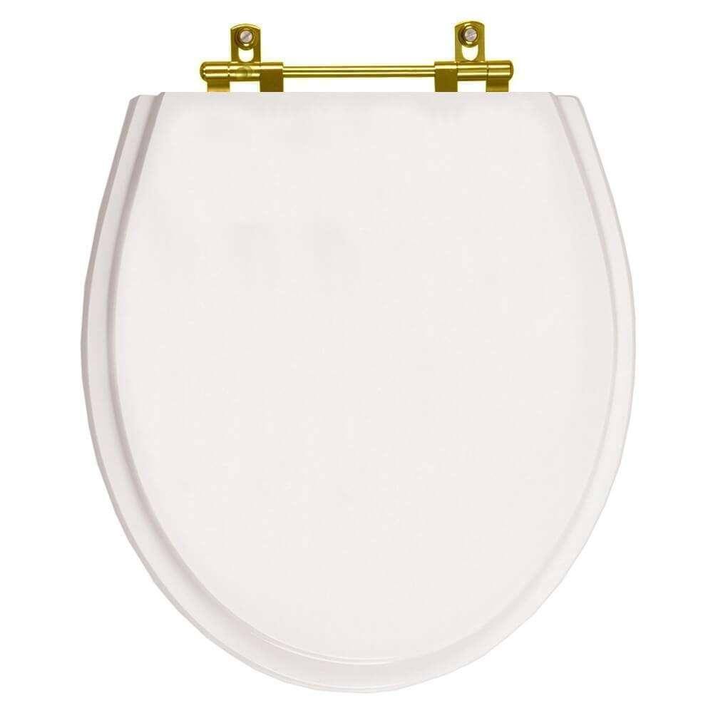 Assento Sanitário Poliester Ritz Branco Ferragem Dourada para Vaso Deca