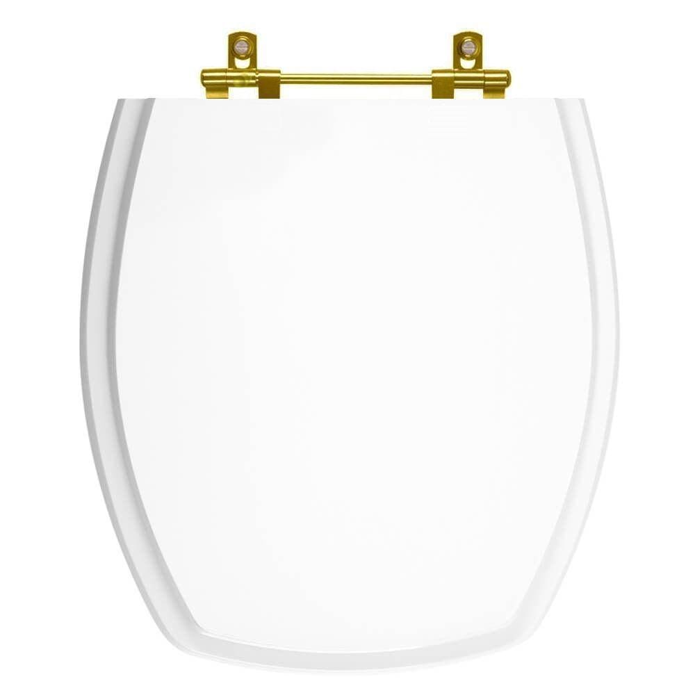 Assento Sanitário Poliéster Thema Branco para vaso Incepa Com Ferragem Dourada
