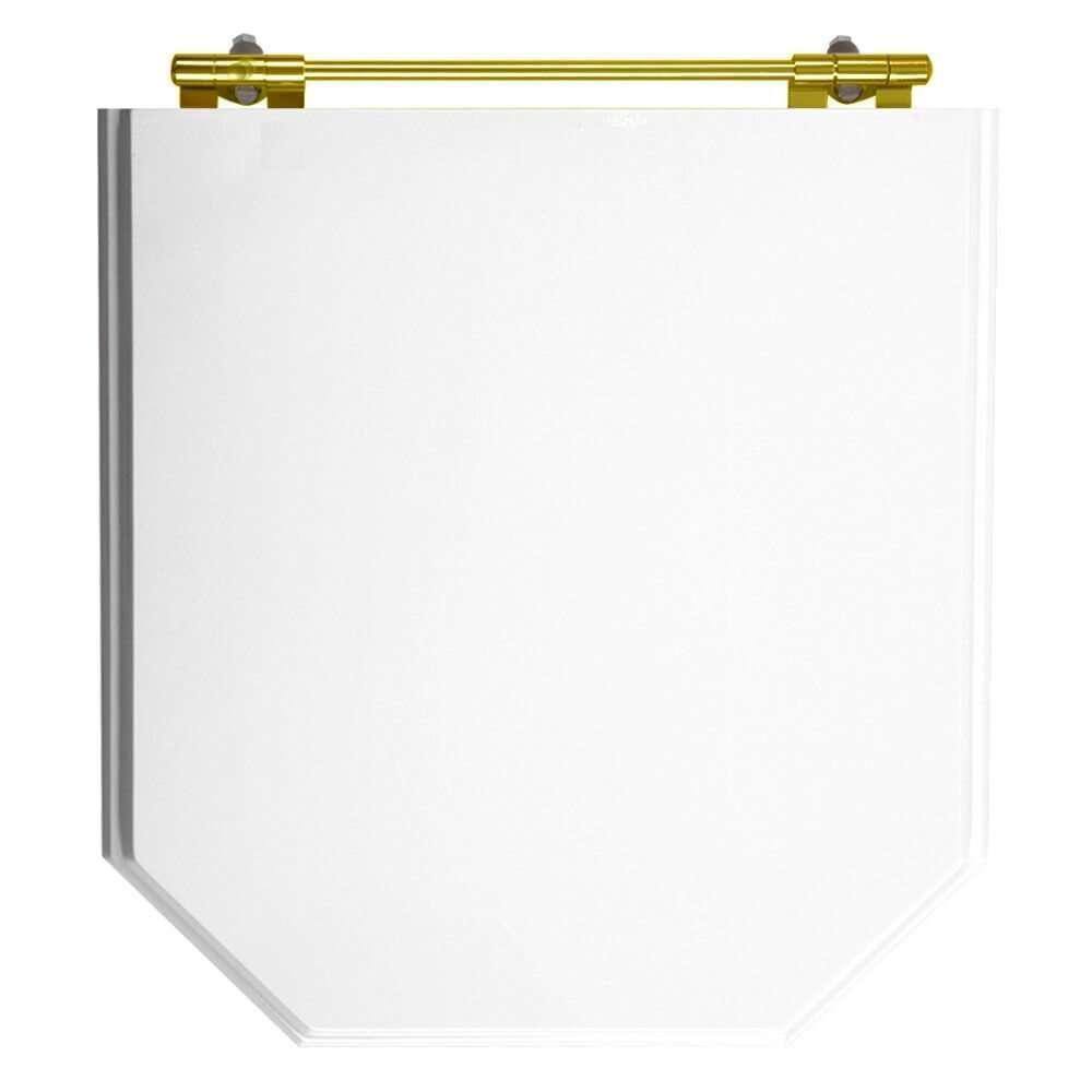 Assento Sanitário Poliester Atrium Branco com ferragem Dourada