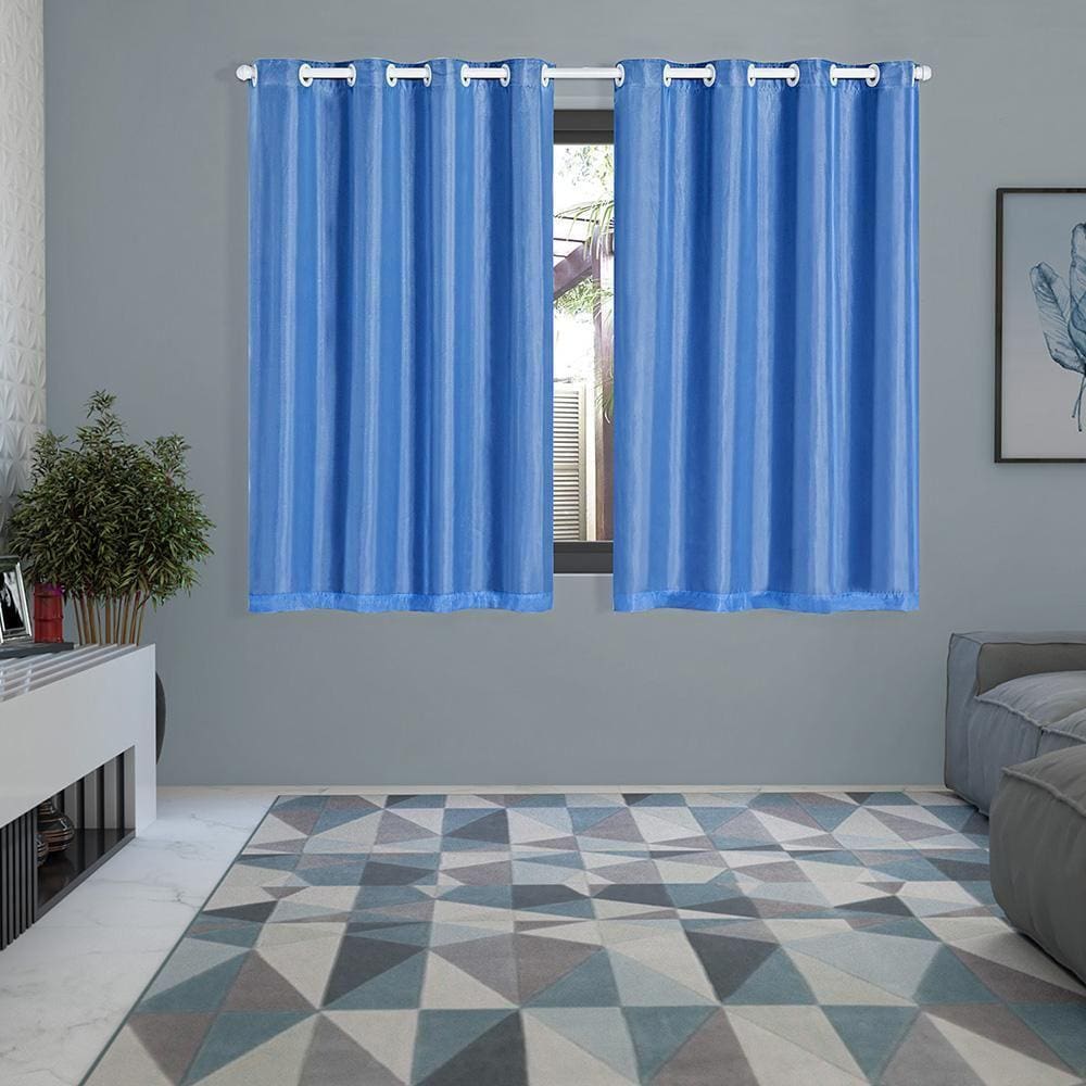 Cortina Blackout Voil 2,00 X 1,40 Sala Quarto Blecaute Azul