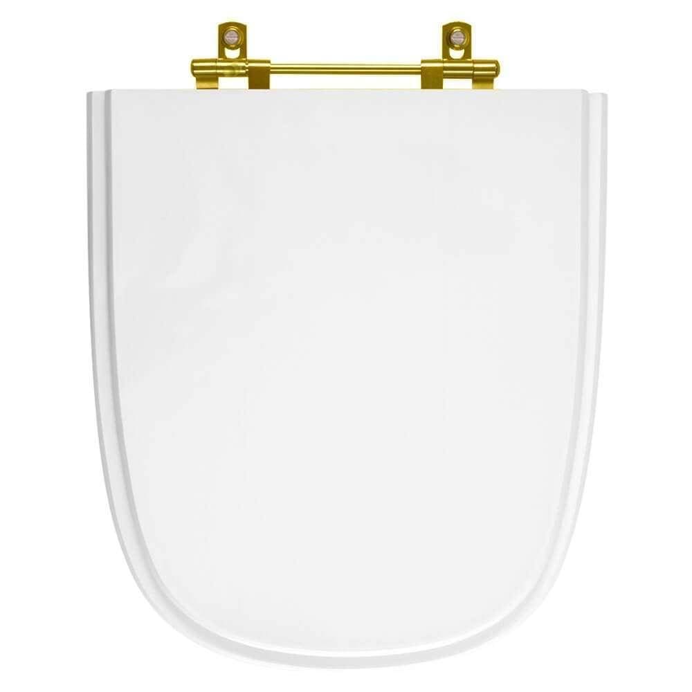 Tampa de Vaso Poliester Ibiza Branco para bacia Incepa Com Ferragem Dourada