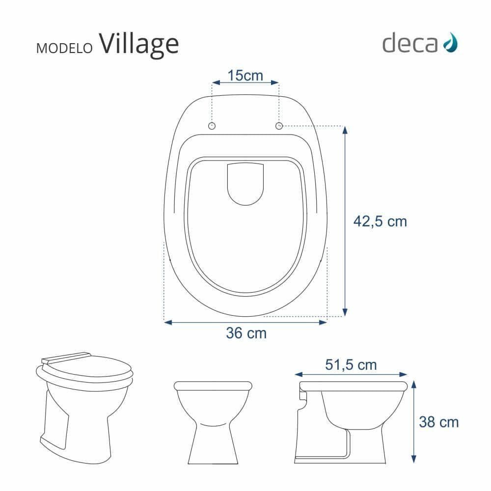 Tampa De Vaso Sanitario Com Amortecedor Village Creme Para Bacia Deca