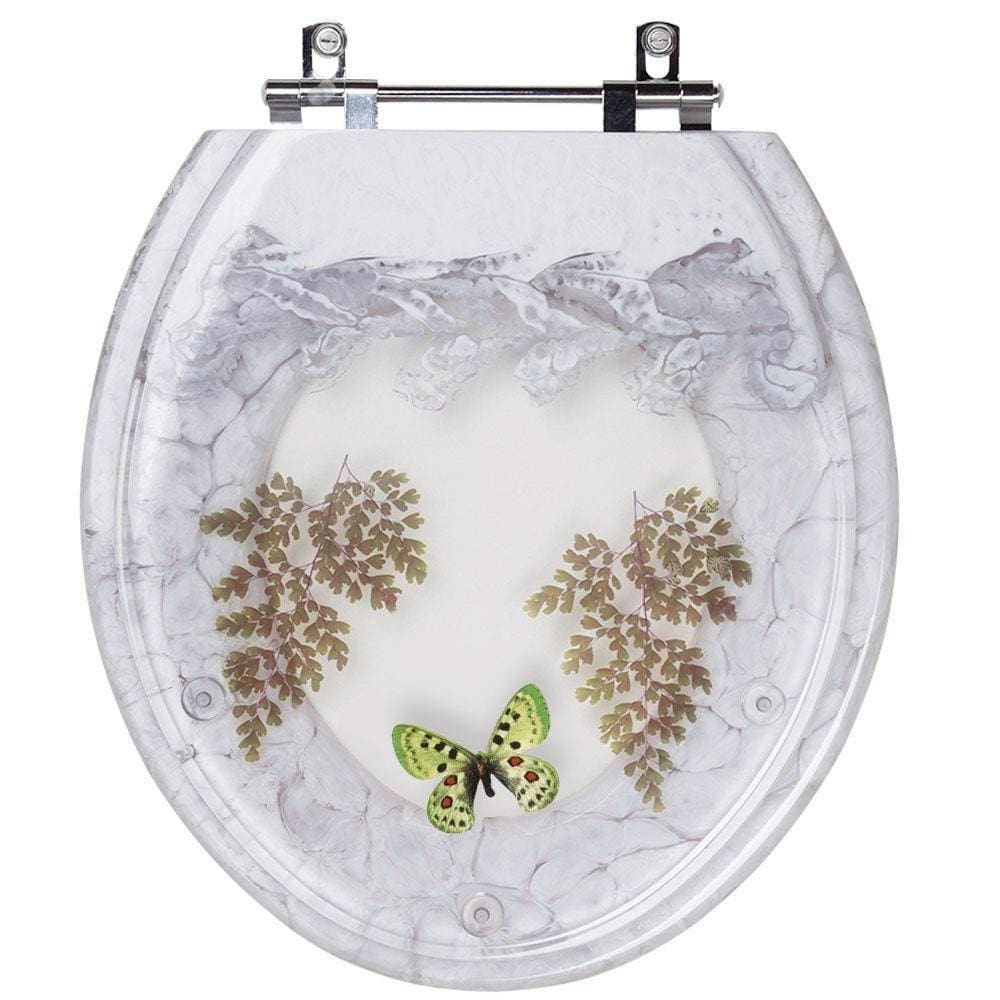 Tampa para Vaso Deca Convencional Branco com Borboleta Verde