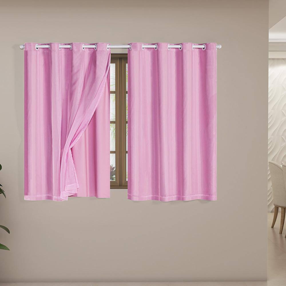 Cortina Blackout Voil 2,80X1,60 Corta Luz Sala Quarto Rosa