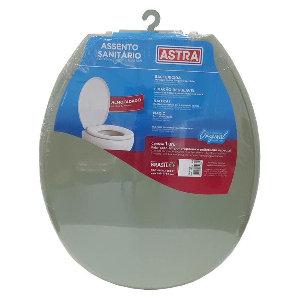 Assento Sanitário Almofadado Astra Convencional Oval Universal Verde Malva