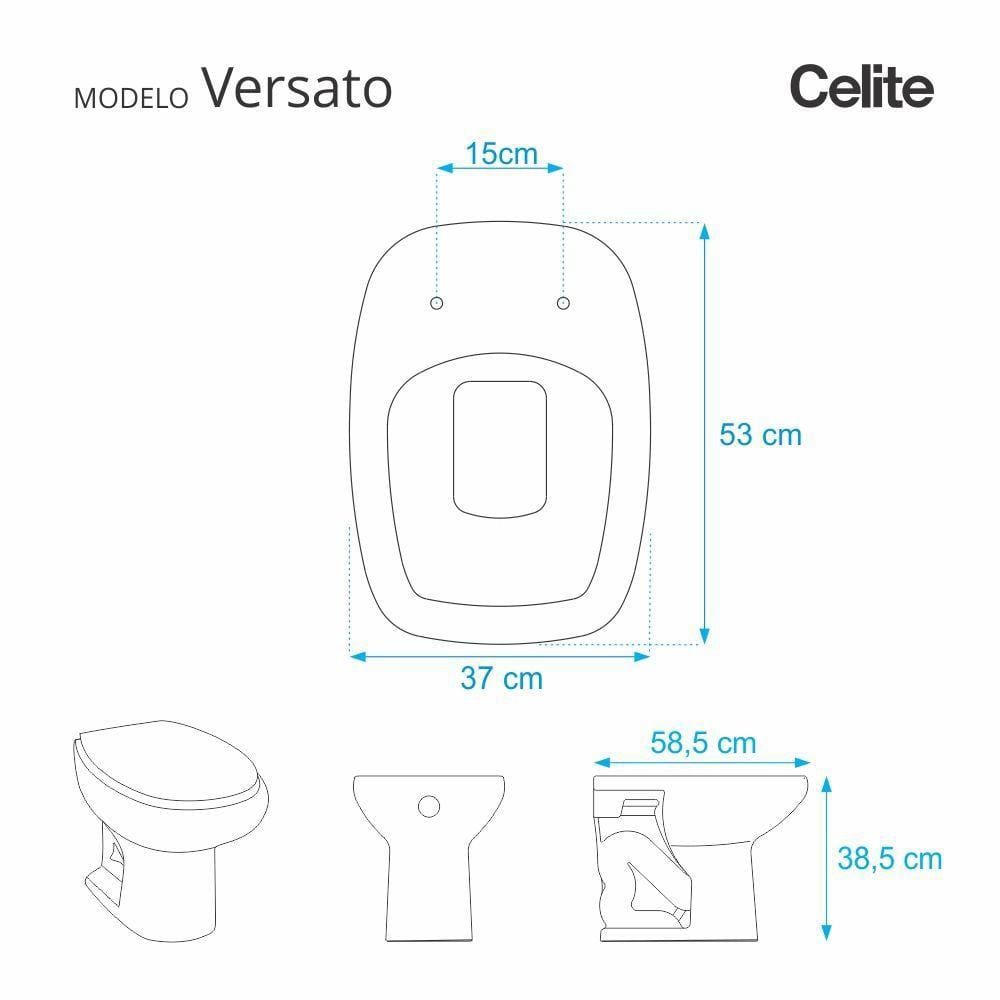 Assento Sanitario Almofadado Versato Pergamon (Bege Claro) para Vaso Celite