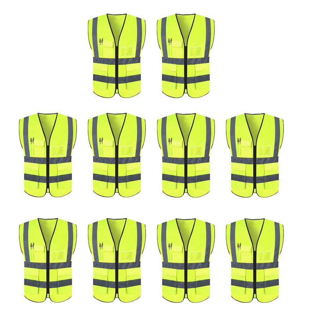 Colete Sinalizador Faixa Refletivo Kit 10 Unidades Trabalho EPI Blusao Fluorescente Obra Segurança